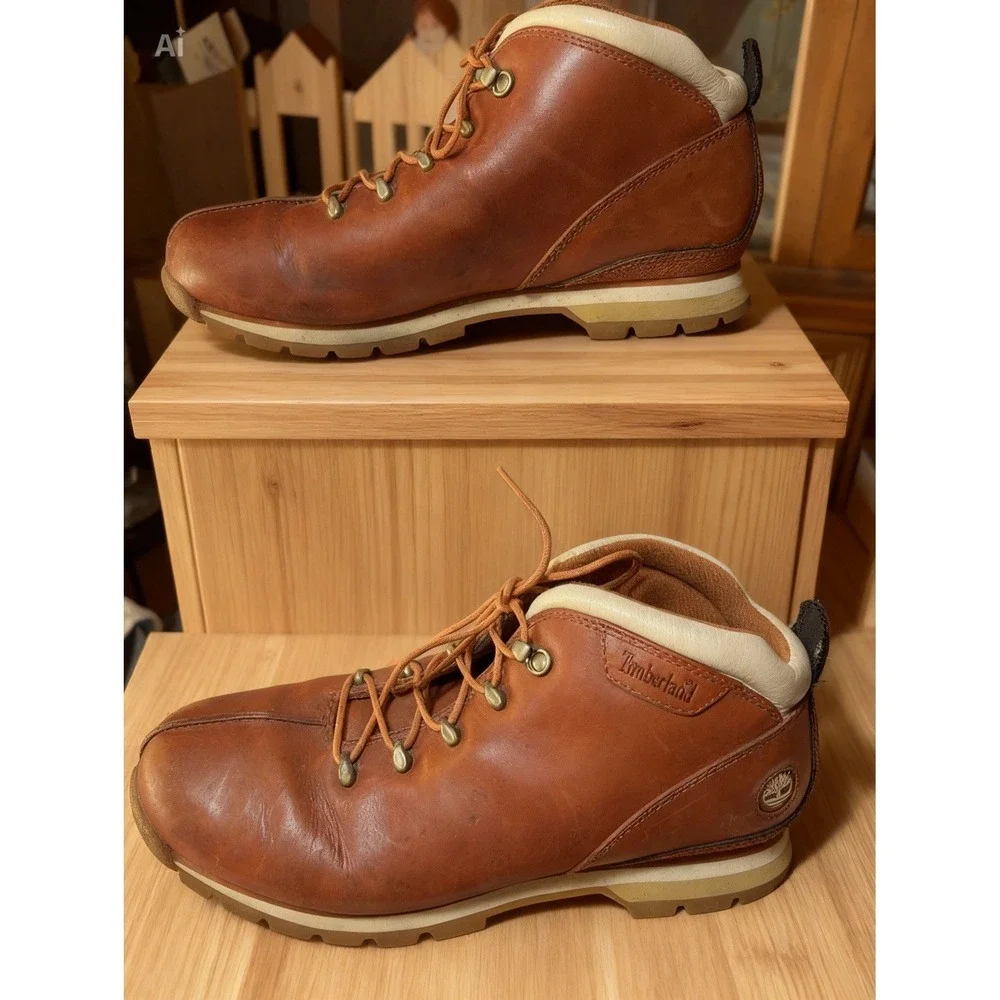 Timberland Men's Brown Leather Hiking Boots Size 11M Ankle Lace-Up Outdoor[J]